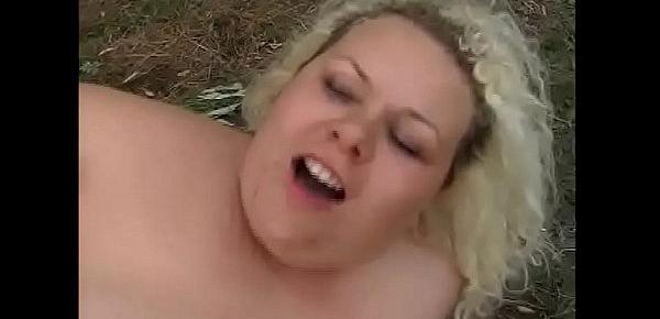  Savage brutalizes and fucks a white fat woman in the forest